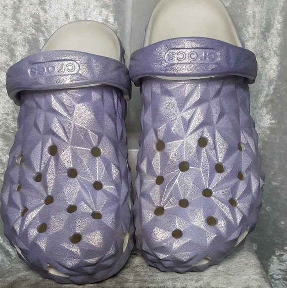CROCS Geo Clog Shoes Lavender Sparkle Womans 9 Mens 7 - Picture 4 of 11
